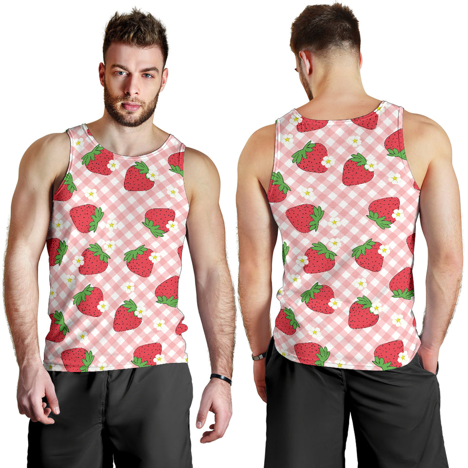 Strawberry Pattern Stripe Background Men Tank Top