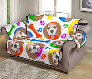 Colorful Beagle Bone Pattern Loveseat Couch Cover Protector