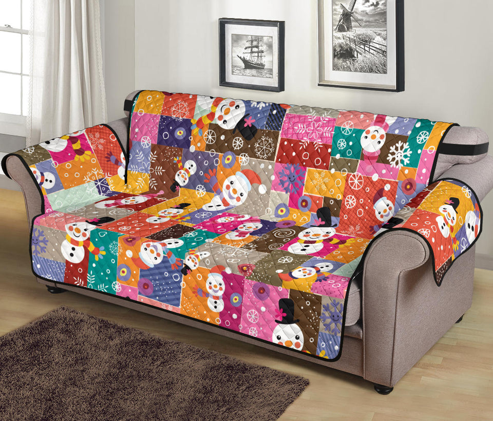 Snowman Colorful Theme Pattern Sofa Cover Protector
