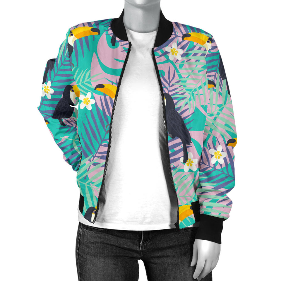 Toucan Pattern Background Women Bomber Jacket