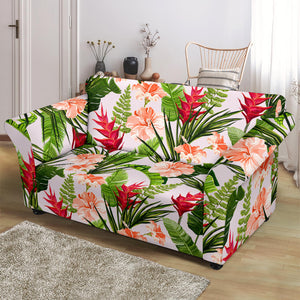 Heliconia Hibiscus Leaves Pattern Loveseat Couch Slipcover