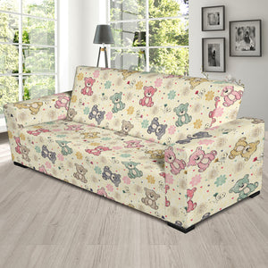 Teddy Bear Pattern Print Design 05 Sofa Slipcover