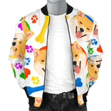 Shiba Inu Paw Bone Pattern Men Bomber Jacket