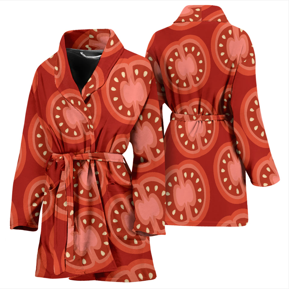 Sliced Tomato Pattern Women Bathrobe
