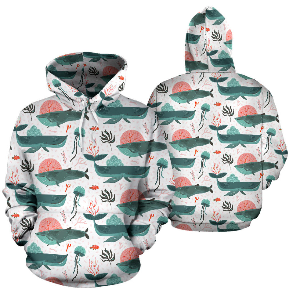 Whale Jelly Fish Pattern  Men Women Pullover Hoodie
