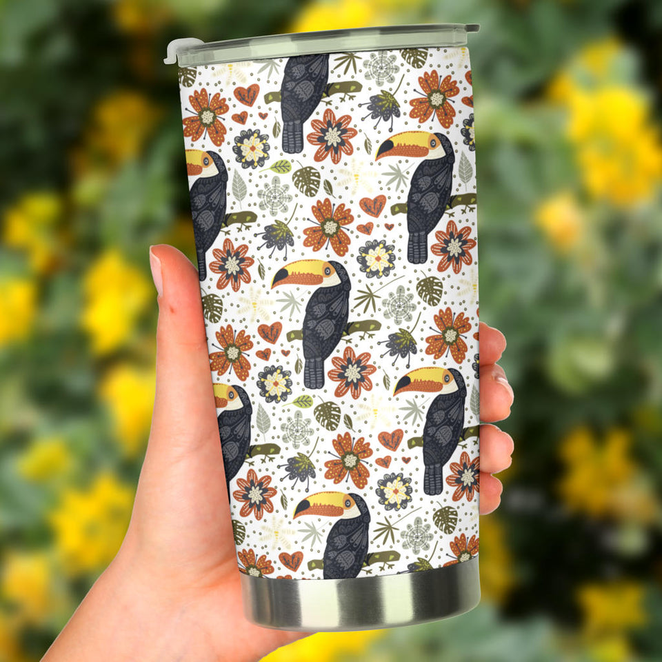 Toucan Flower Pattern Tumbler