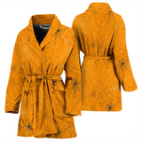 Cobweb Spider Web Pattern Orange Background Women Bathrobe