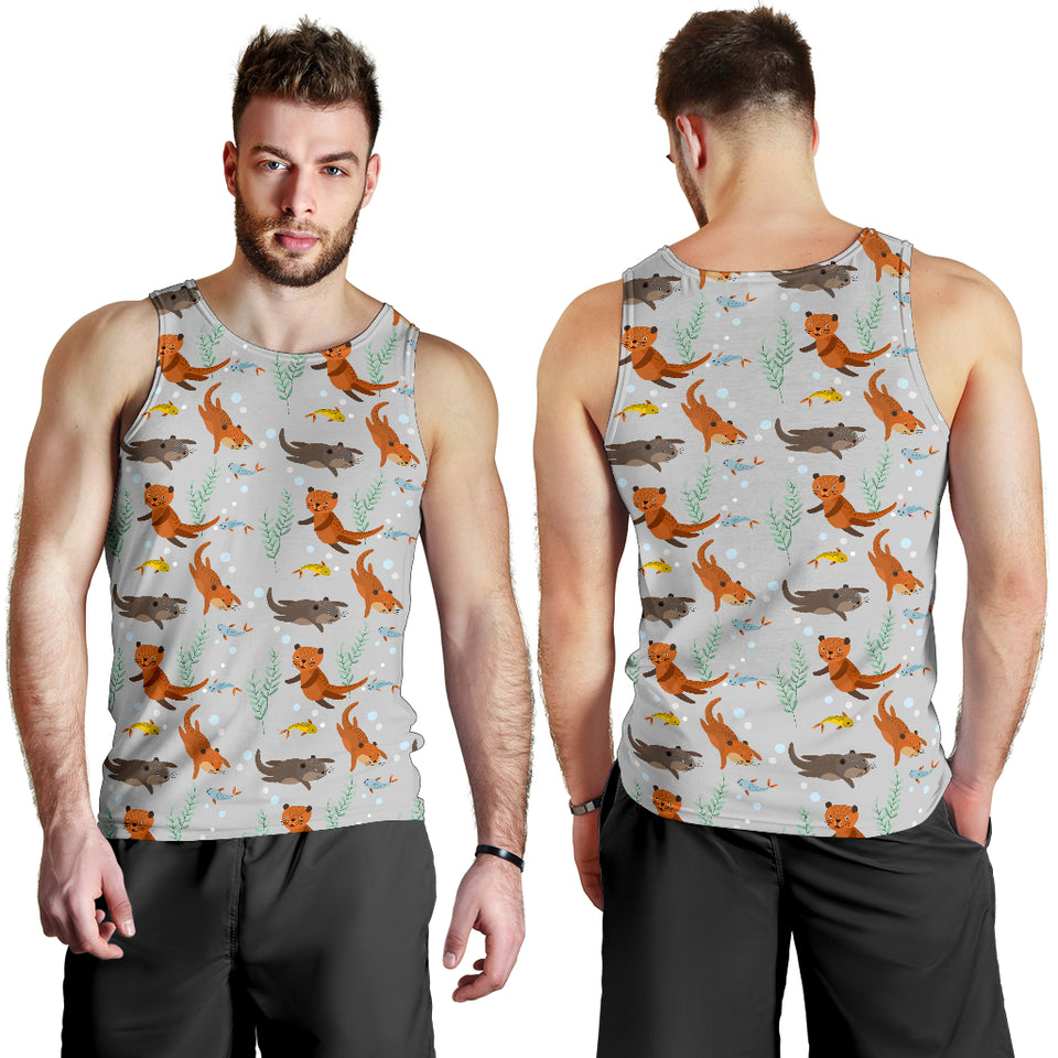 Swimming Fish Otter Pattern Men Tank Top