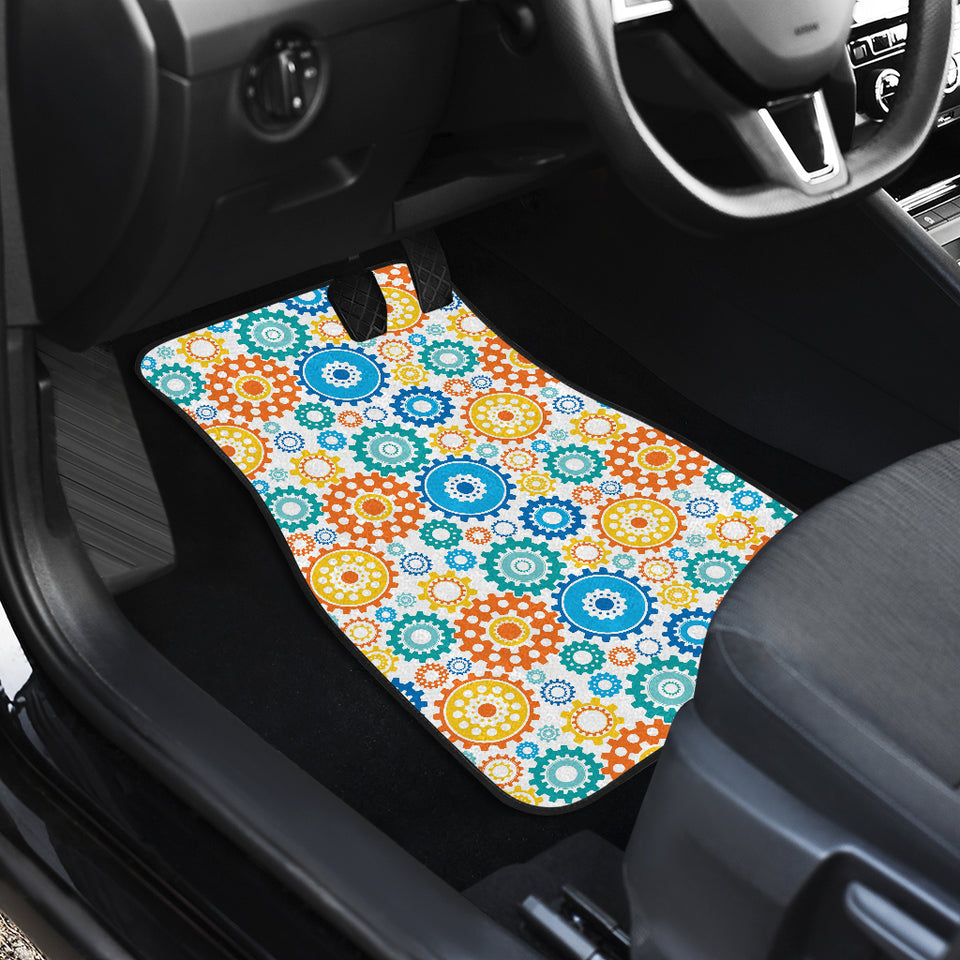 Gear Pattern Print Design 04 Front and Back Car Mats