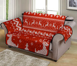 Deer Sweater Printed Red Pattern Loveseat Couch Cover Protector