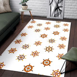 Nautical Steering Wheel Rudder Wooden Pattern Area Rug