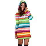 Rainbow Pattern Women Hoodie Dress