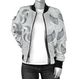 Swan Gray Pattern Women Bomber Jacket