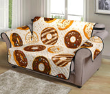 Chocolate Donut Pattern Loveseat Couch Cover Protector