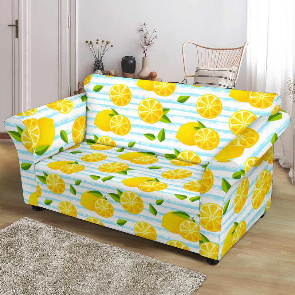 Lemon Pattern Background Loveseat Couch Slipcover