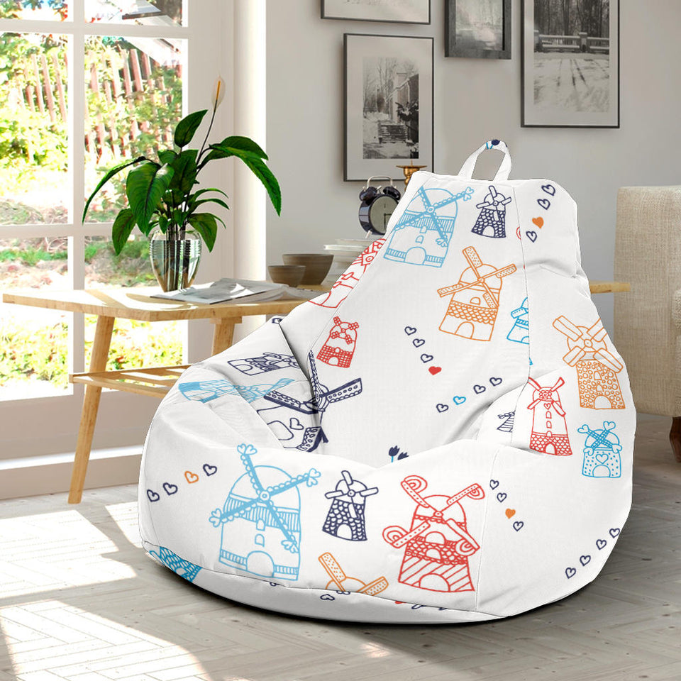 Hand Drawn Windmill Pattern Bean Bag Cover