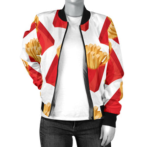 French Fries Theme Pattern Women Bomber Jacket