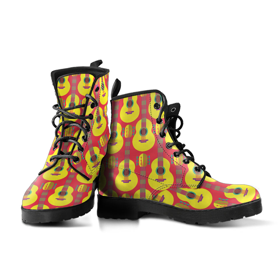 Classic Guitar Theme Pattern Leather Boots