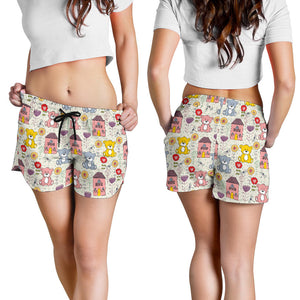 Teddy Bear Pattern Print Design 04 Women Shorts