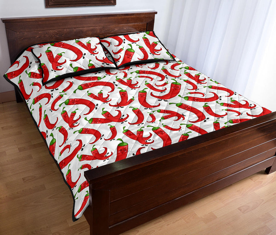 Red Chili Pattern Quilt Bed Set