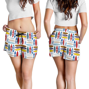 Surfboard Pattern Print Design 02 Women Shorts