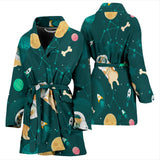 Corgi Astronaut Pattern Women Bathrobe