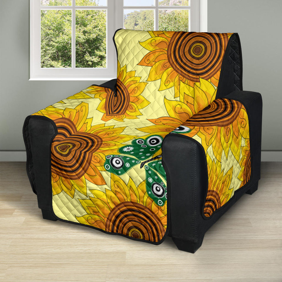 Sunflower Butterfly Pattern Recliner Cover Protector