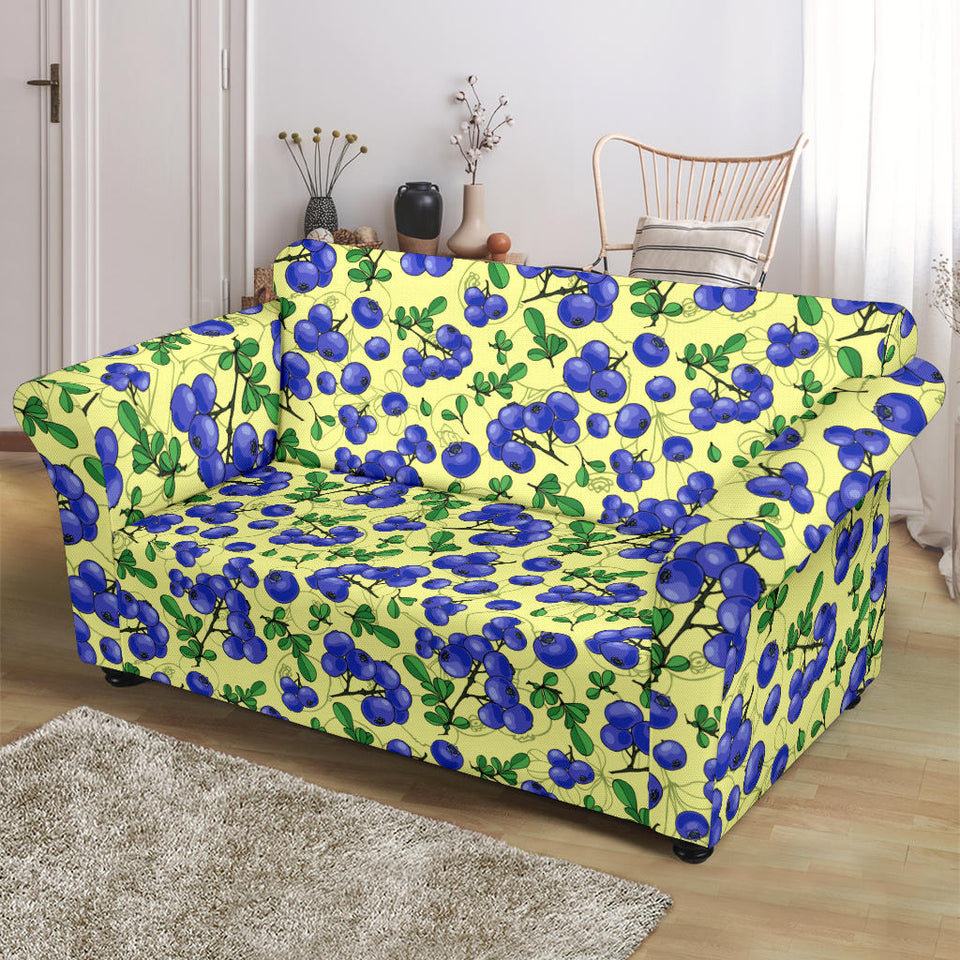 Blueberry Leaves Pattern Loveseat Couch Slipcover