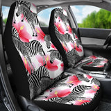Zebra Red Hibiscus Pattern Universal Fit Car Seat Covers