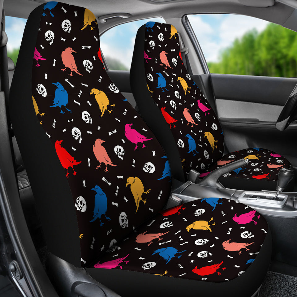Colorful Crow Pattern Universal Fit Car Seat Covers