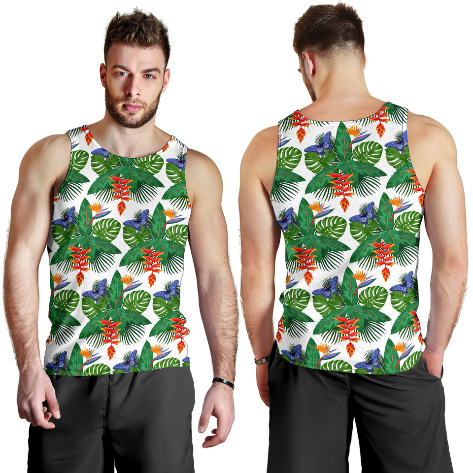 Heliconia Butterfly Leaves Pattern Men Tank Top