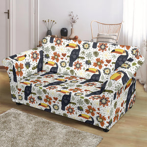 Toucan Flower Pattern Loveseat Couch Slipcover