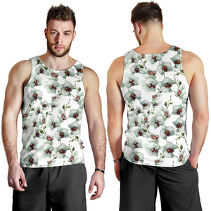 White Orchid Pattern Men Tank Top