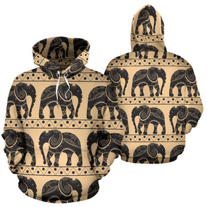 Elephant Pattern Ethnic Motifs Men Women Pullover Hoodie