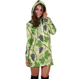 Grape Leaves Pattern Women Hoodie Dress