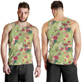 Japanese Crane Green Theme Pattern Men Tank Top