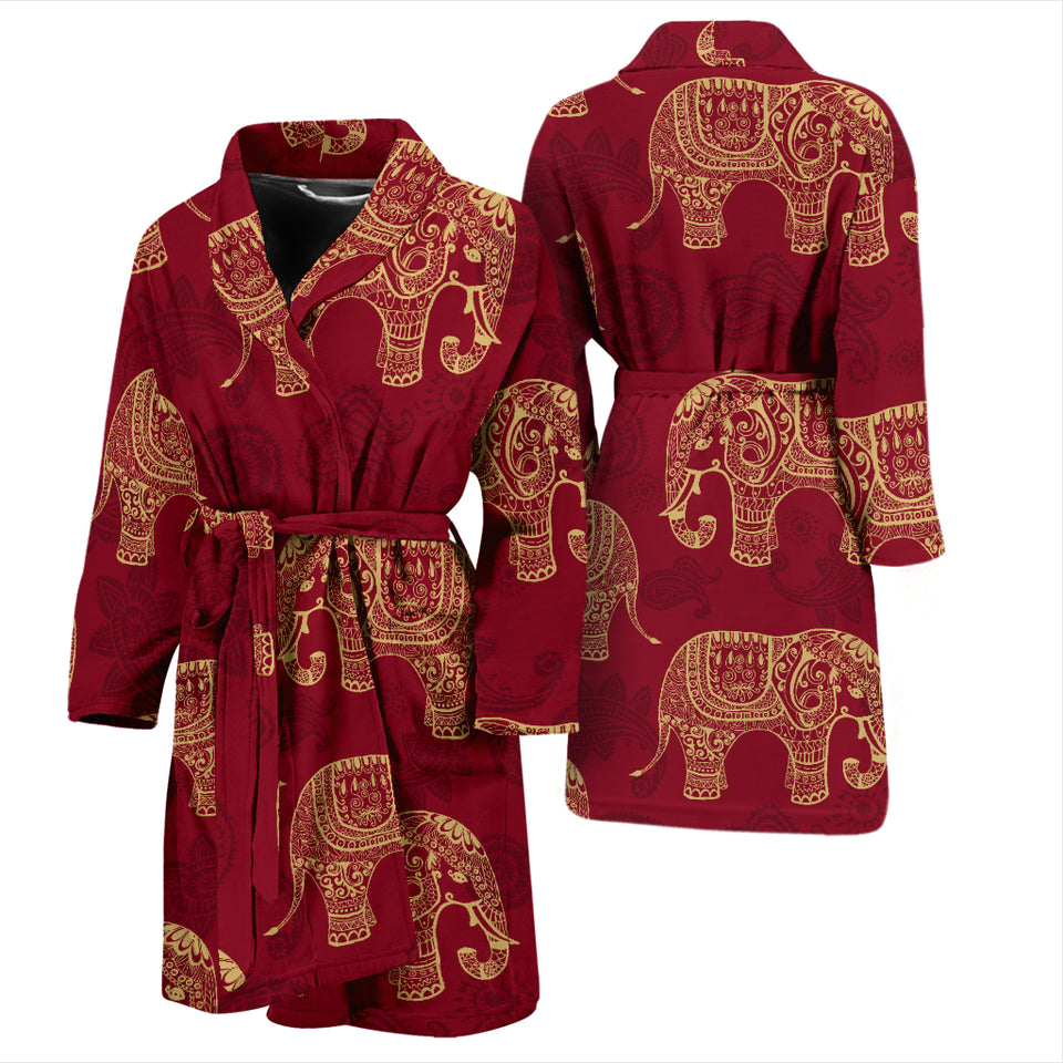 Elephant Tribal Pattern Men Bathrobe