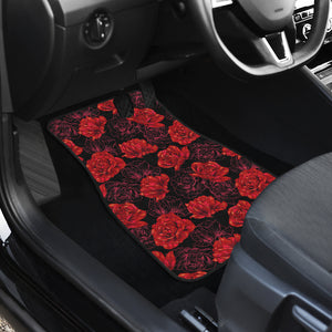 Rose Pattern Print Design 01 Front and Back Car Mats