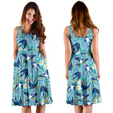 Swallow Pattern Print Design 05 Sleeveless Midi Dress