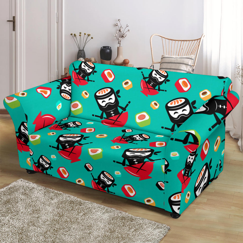 Ninja Sushi Pattern Loveseat Couch Slipcover