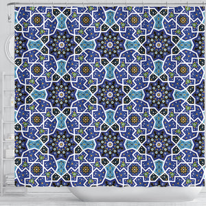 Blue Arabic Morocco Pattern Shower Curtain Fulfilled In US
