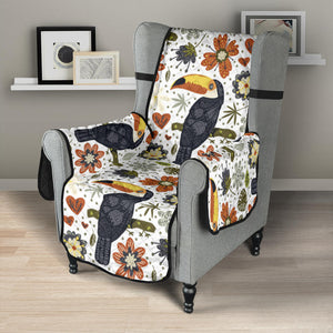 Toucan Flower Pattern Chair Cover Protector