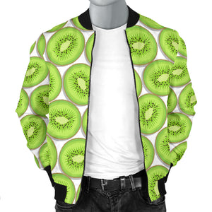 Sliced Kiwi Pattern Background Men Bomber Jacket