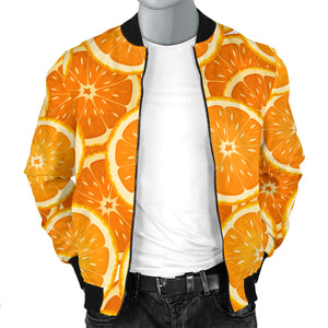 Sliced Orange Pattern Men Bomber Jacket