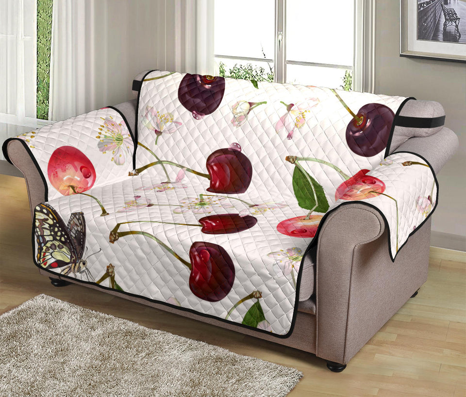 Cherry Flower Butterfly Pattern Loveseat Couch Cover Protector