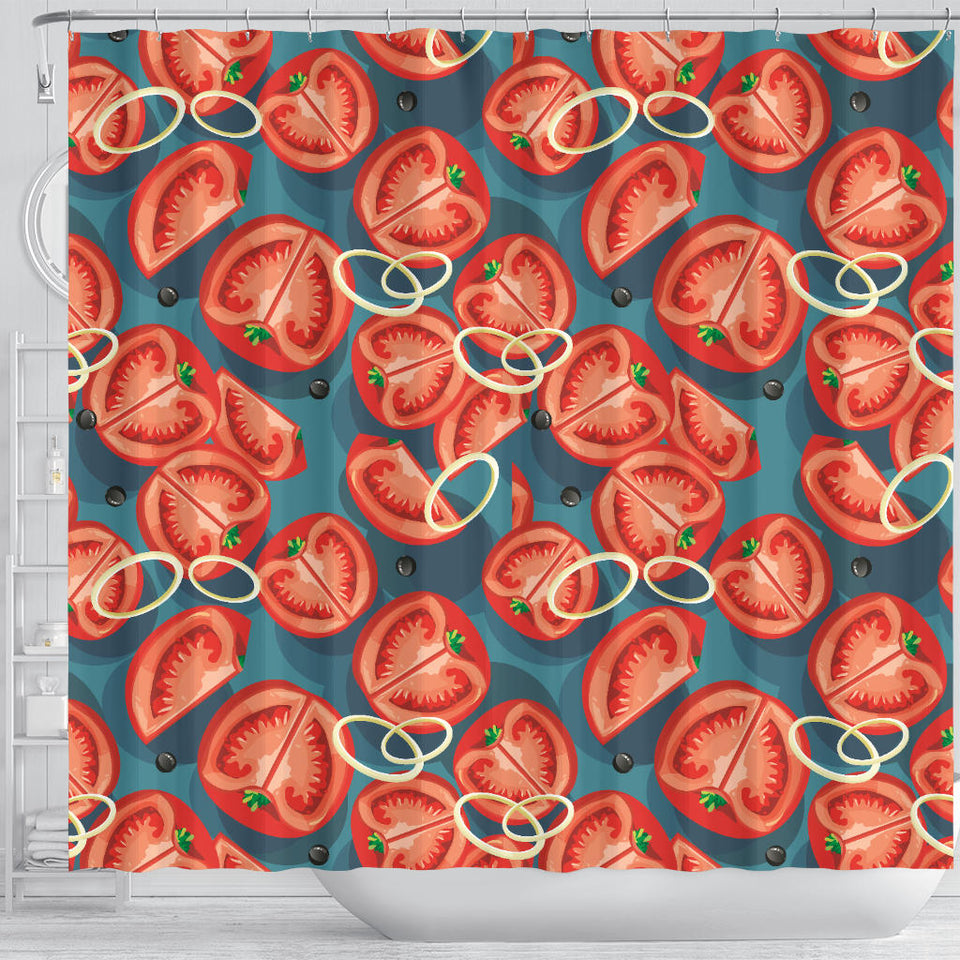 Tomato Pattern Background Shower Curtain Fulfilled In US