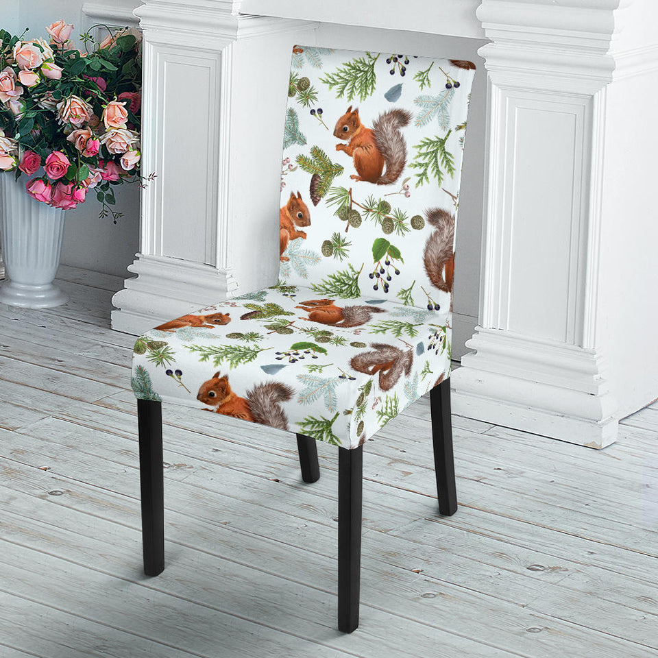 Squirrel Pattern Print Design 02 Dining Chair Slipcover