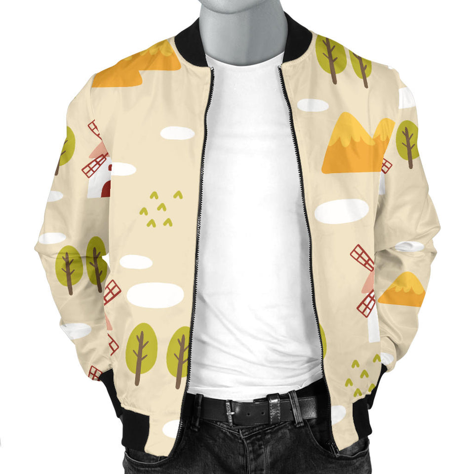 Windmill Pattern Men Bomber Jacket