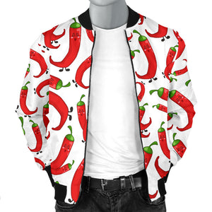 Red Chili Pattern Men Bomber Jacket