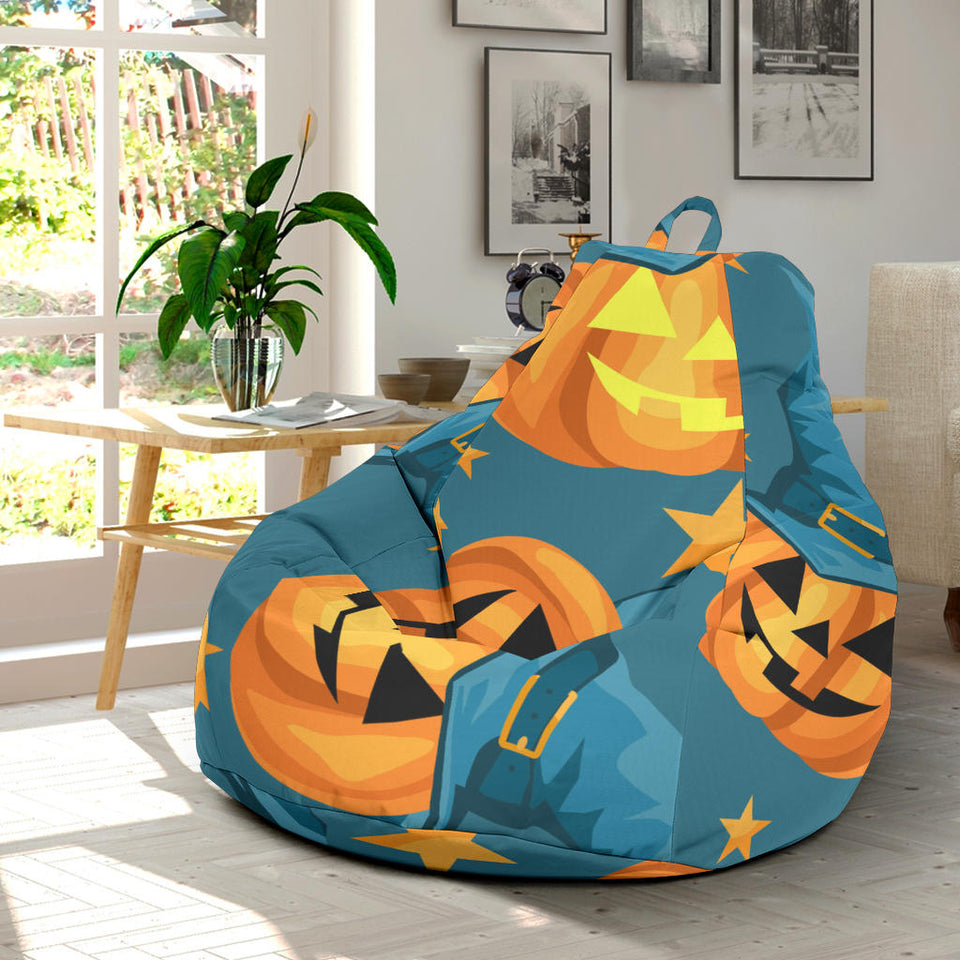 Halloween Pumpkin Witch Hat Pattern Bean Bag Cover